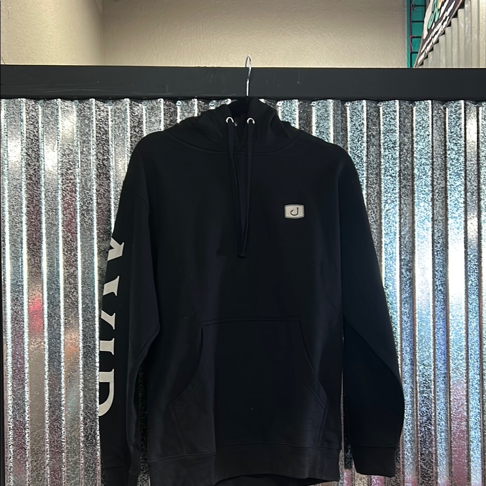 Avid Black Hoodie with Logo and White Sleeve Print men’s new with tags